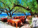 Krétská taverna u pobřeží poblíž Lefkogie